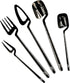 Modern Flatware - Luxury Stainless Steel Utensil Elegant Dinnerware Cutlery Set, Dishwasher Safe Forks Knives Spoons, Tableware (Black, 5pcs, Serv...