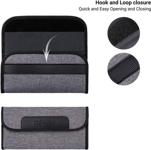 JJC 4 Pockets Lens Filter Case for Filter Up to 82mm (37mm 40.5mm 43mm 46mm 49mm 52mm 55mm 58mm 62mm 67mm 72mm 77mm),Foldout Filter Pouch with Mic...