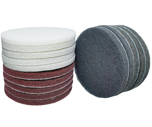 15 PCS 5 Inch Hoop and Loop Multipurpose Scrubber Scouring Pads - Flocking Scuff Pads, 400 800 2000 Grits Conditioning Discs Polishing Pads for Fu...