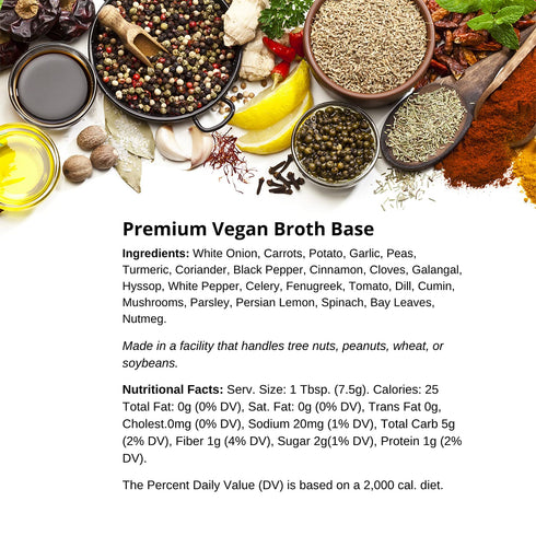 Premium Vegan Broth Base by Spice + Leaf - Vegan, Dairy Free, Salt Free, Preservative Free Soup Powder and Seasoning...