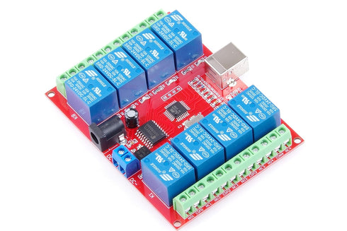 24V 8-Channel 10A PC USB Control Switch Relay Module Free Drive Programmable Computer Control Computer USB Control Switch Driver PC Intelligent Co...