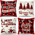 Christmas Pillow Covers 18x18 Set of 4 - Red Black Buffalo Check Plaid Decor - Indoor Outdoor Xmas Throw Pillow Cases for Sofa Couch...