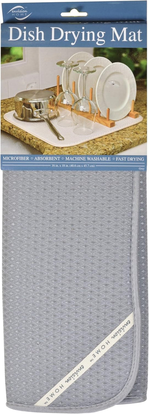 Microfiber Dish Drying Mat, 16 by 18-Inch, Gray...