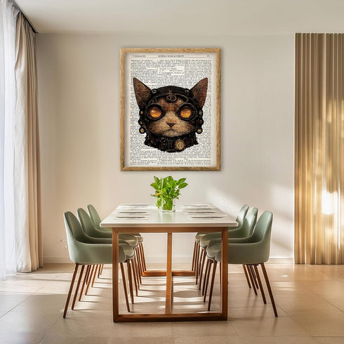 Posterizer 1 pcs-Steampunk Cat in Goggles-Retro Art-Art for Animal Lovers-Gift for Steampunk or Goth Fans-Living Room Bedroom Decor- unframed wall...