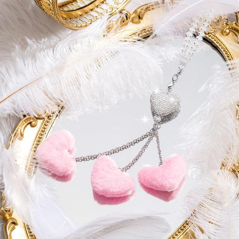 Frienda Bling Heart Diamond Car Accessories for Women, Crystal Car Rear View Mirror Charms Car Decoration Valentine's Day Gifts Lucky Hanging Inte...