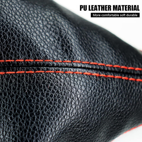 Universal Car Shift Knob dust Cover Black PU Leather Manual/Auto Shifter Shift Boots Cover (Black PU/Red Stitching)...