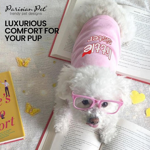 Parisian Pet Dog Cat Clothes Tee Shirts Little Sister T-Shirt, 3XL...