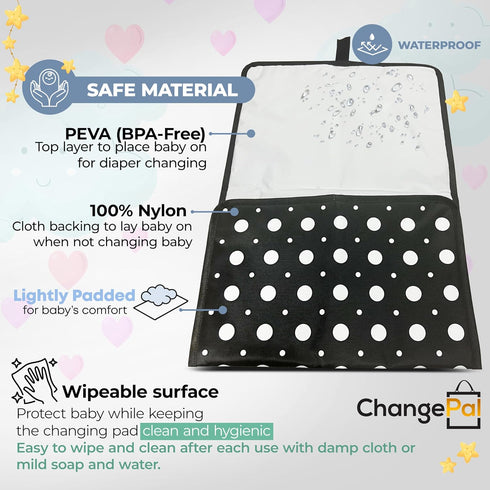 Portable Diaper Changing Pad - Extra Long - Waterproof Foldable Lightweight Baby Travel Mat - Newborn Registry Essential - Great Shower Gift for M...