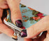 Home-X Canvas Coin Pouch Clasp Closure, Rose Pattern, Floral Coin Purse, Keys Wallet, Round-Blue (4" L x 3.5" H)...