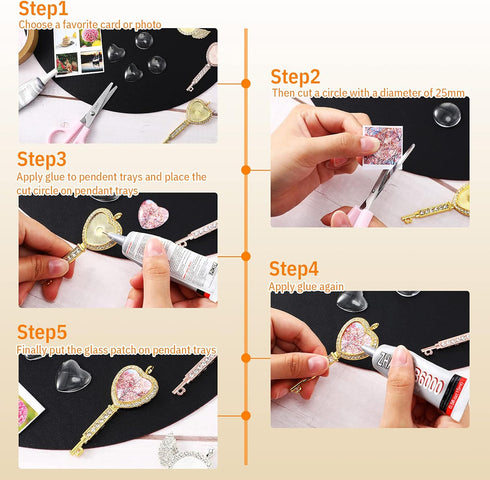 Hicarer 36 Pieces Rhinestone Wing Bezel Pendant Trays Clear Glass Cabochons Lobster Clasp Link Necklace Chain for DIY Jewelry Craft Wedding Bride ...