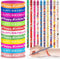 Sabary 48 Pcs Happy Birthday Pencils Rubber Bracelets Set Birthday Party Favors Birthday Pencils Silicone Wristbands Birthday Bracelet for Kids St...