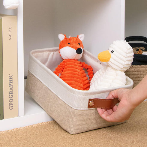 DULLEMELO Small Storage Basket for Organizing, Collapsible Fabric Basket for Shelves, Closets, Laundry, Nursery, Decorative Basket for Gifts Empty...