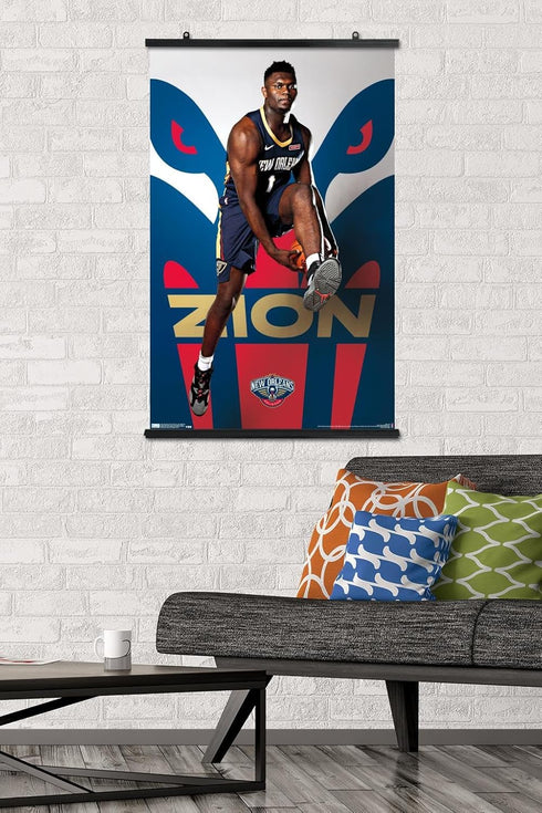Trends International NBA New Orleans Pelicans - Zion Williamson 19 Wall Poster, 22.375" x 34", Premium Poster & Clip Bundle...