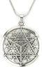 Merkabah on Flower of Life Necklace, Sacred Geometry Merkaba Pendant Merkavah on Stainless Snake Chain...