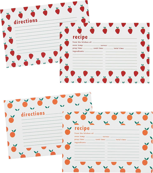 C.R. Gibson Fruit Double Sided Recipe Card Set, 4" W x 6" L, Multicolor...
