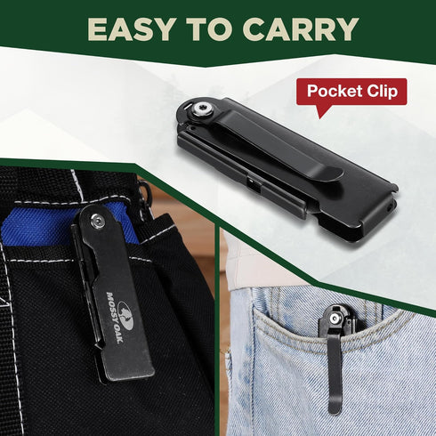 MOSSY OAK 2-pack Folding Pocket Utility Knife Set, Quick Change Box Cutter with Frame Lock, EDC Foldable Razor Knife with Belt Clip, Stone Washed...