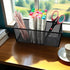 Black Mesh Pencil Holder, Metal Mesh Desk Organize for Pens, Kitchen Utensil Desk Storage,3 Compartments, Small Elegant Office Desk Supplies Organ...