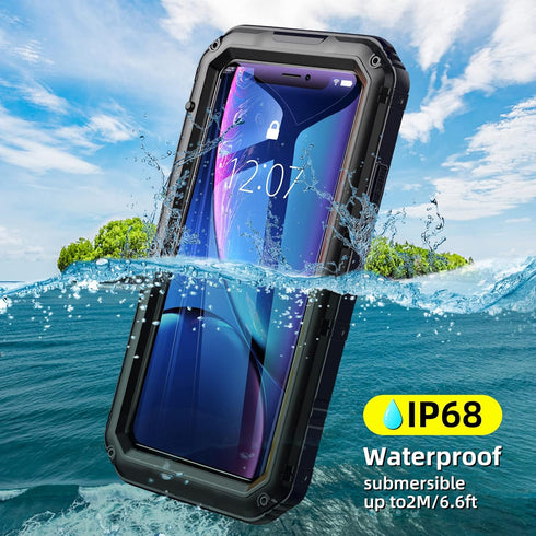 Beasyjoy for iPhone XR Metal Case, Waterproof Heavy Duty Case with Built-in Screen Protector, Full Body Protective Shockproof Tough Rugged Militar...