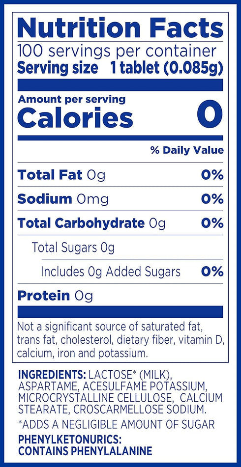 EQUAL 0 Calorie Sweetener Tablets, Aspartame and Acesulfame-K Sweetener, Sugar Substitute, Zero Calorie Sugar Substitute Tablets, Erythritol Free,...