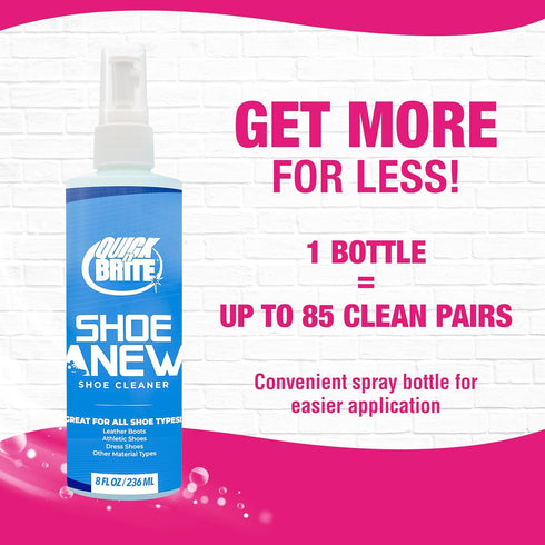 Shoe Cleaning Kit for Cleaning Sneakers, Leather, White Shoes, Fabric, and More - with Cleaning Spray 8oz, Nylon Brush, Microfiber Shoe Cloth...