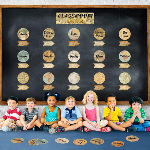 Travel The Map Classroom Jobs Bulletin Board Set Classroom Helpers Charts Teacher's Helper Chalkboard Wall Decor for Classroom Bulletin Board Deco...
