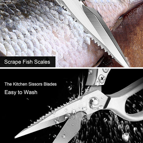 LONJYI Multi Function Kitchen Scissors, Heavy Duty Stainless Steel Shears with Ultra Sharp Blades Left Right Handed Scissors Use for Chicken Meat ...