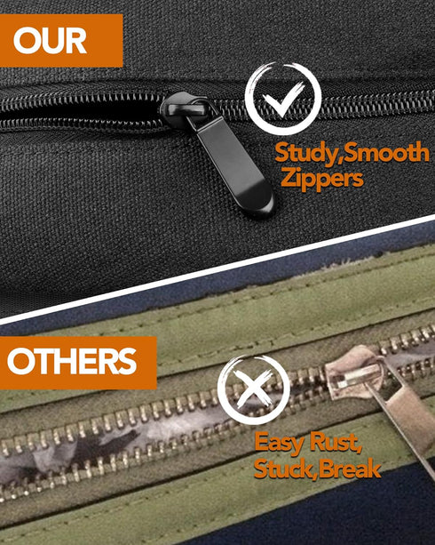 Roll Up Tool Bag, 16OZ Canvas Wrench Roll Up Pouch Multi-Purpose Tool Roll Organize, 5 Zippered Tool Pockets (Black)...