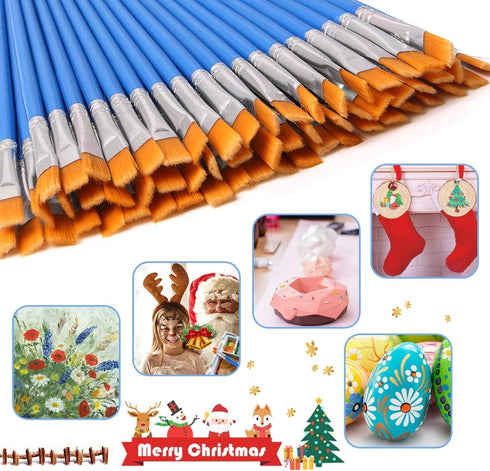 UPINS 30 Pcs Flat Paint Brushes, Small Brush Bulk for Detail Painting...