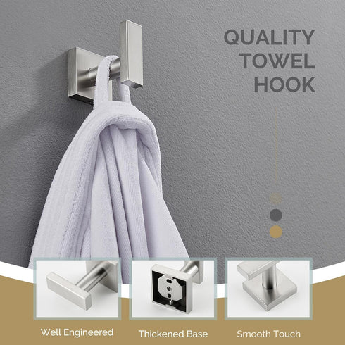 Angle Simple Bathroom Towel Hook, SUS304 Stainless Steel Single Shower Towel Hanger for Wall, Kitchen Cabinet Closet Coat Robe Holder Wall Mounted...