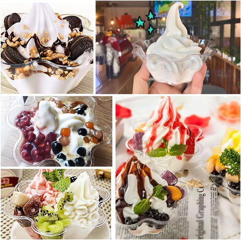 TOFLEN 8 oz Dessert Cups with Spoons, 50 Pack Clear Plastic Small Party Serving Bowls for Sundae, Parfait, Fruit, Strawberry Shortcake, Disposable...