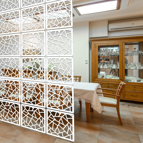Lchen Hanging Room Divider,10 Pieces Wood-Plastic Hanging Panels 0.2“Thick Screen Panel for Living Room Bedroom Home Decoration(DQ,11.4"X11.4")...