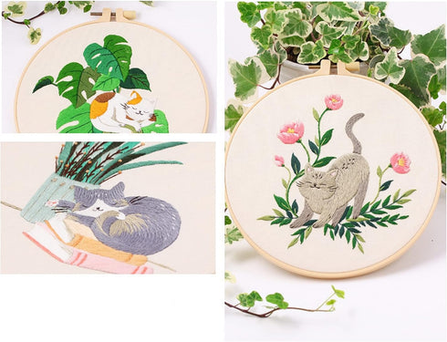 Highkick Cat Embroidery Kits for Beginners, Embroidery Kits for Adults, Easy Embroidery Kit...