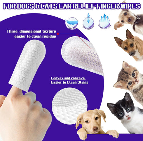 55 Count PET Ear Cleaning Finger Wipes for Dogs & Cats,Ear Cleaner Finger Wipes,Removes Dirt & Odor,Easy to Use, Natural Ingredients (Ear Cleaning...