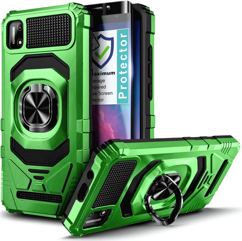 Designed for Cloud Mobile Stratus C7 Case, Full-Body Protective Military-Grade, Magnetic Ring Holder Cover Case with Tempered Glass Screen Protect...