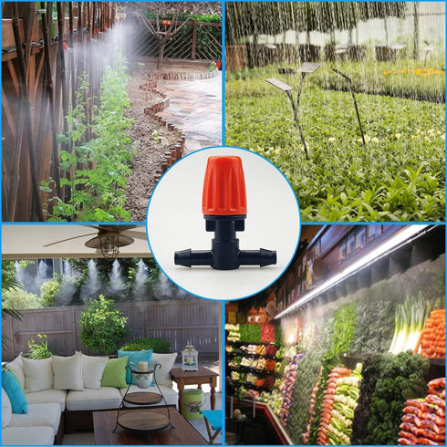 50pcs Garden Irrigation Spray Emitter, Adjustable 360 Degree Flow Micro Spray Nozzle with 1/4" Barbed Tee Fittings,Drip Irrigation Head for Garden...