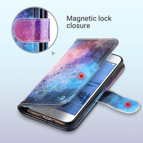 ULAK for iPhone SE 3(2022)/SE(2020)/8/7 Wallet Case with Card Holder, Premium Floral PU Leather Flip Case with Kickstand Card Slots,Wrist Strap, D...