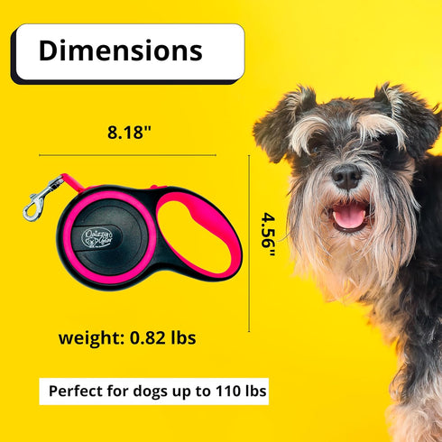 Dog Leash Retractable,Sturdy, Heavy-Duty, Tangle-Free, Soft,Anti-Slip Handle & Easy One Hand Brake for Puppy, Small, Medium, Large Breeds Dogs (Pi...