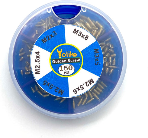 150 pcs Nickel Plated Tip Screws Pointed Cross Slot Leather Accessories 6 Sizes Belt Screws Include M2×3?M2.5×4?M2.5×5?M2.5×6?M3×5?M3×8 with 2mm S...