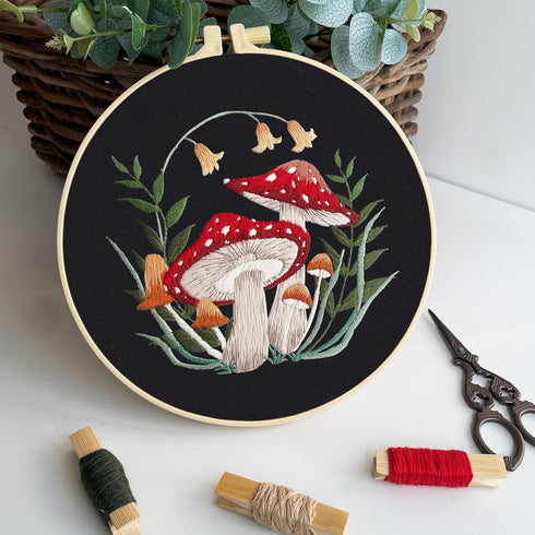 Myfelicity 3 sets Mushroom Embroidery kit, Adult Beginner DIY Needle kit,Art Craft Handy Sewing Set......