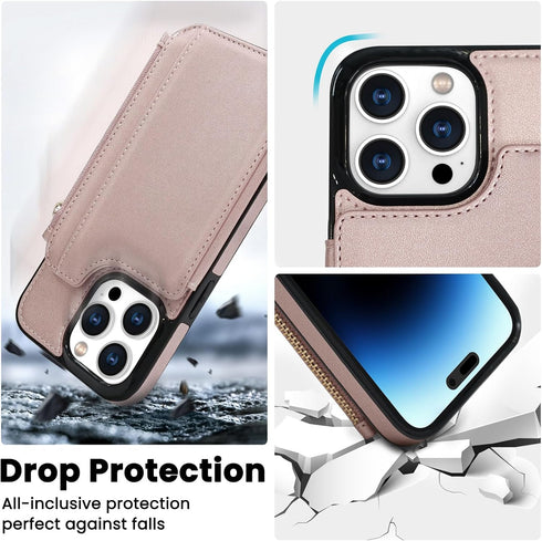 Delidigi for iPhone 14 Pro Max Case Wallet with Card Holder Compatible with Mag-Safe, Flip PU Leather Zipper Pouch Wallet Case for iPhone 14 Pro M...