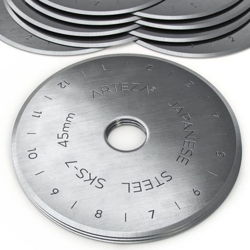 Arteza 45mm Quilting Rotary Cutter Replacement Blades (Pack of 12), Silver...