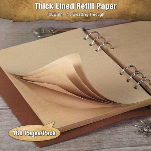 MALEDEN Leather Journal Refillable, Premium Spiral Notebook Classic Binder Vintage Embossed Travelers Journal with Blank Paper and Retro Pendants ...