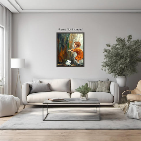 Posterizer 1 pcs-classic oil paintings inspired-child playing football / soccer-Sports & Hobby Art Gifts for sports fans Decor for Home & Office- ...