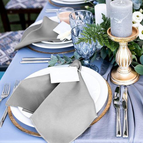 ANECO 12 Pieces Satin Napkins Soft Dinner Napkins Square Table Napkins 17 x 17 Inches for Restaurant Weddings Party Dinner Decoration (Grey)...