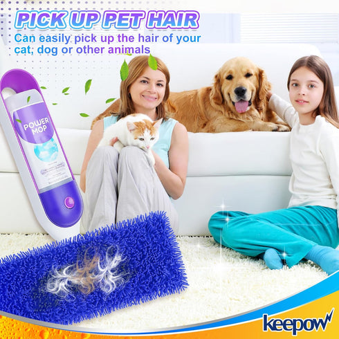 KEEPOW Reusable Power Mop Refill Pads Compatible with Swiffer PowerMop, Microfiber Power Mop Refills, Power Mop Pads for Hardwood Floor Cleaning (...