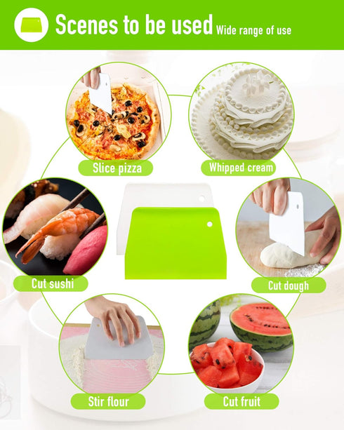 (2PCS) Dough Scraper Bowl Scraper ?Food safe Plastic Dough Cutter? Flexible Plastic Scraper Practical Bench Scraper Multipurpose Food Scrappers fo...