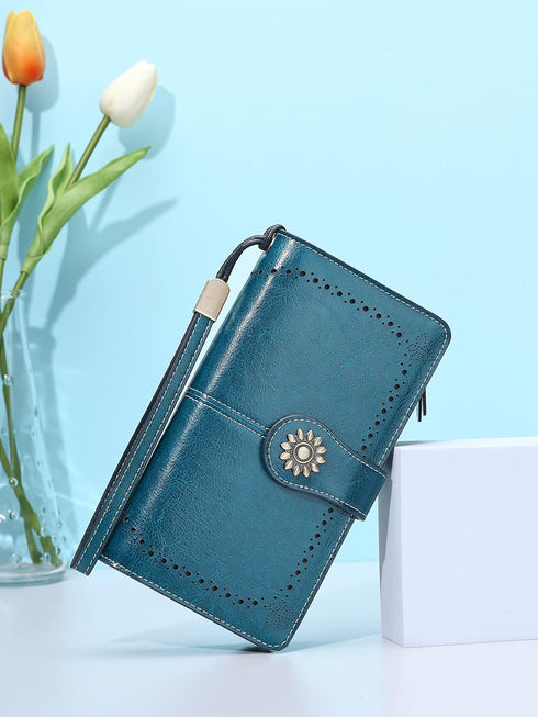 Lavemi Womens Large Capacity Genuine Leather RFID Blocking Wallets Wristlet Clutch Card Holder...