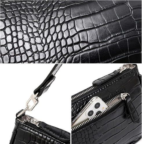 Small Shoulder Bags for Women Retro Classic Tote Purse Handbag Crocodile Pattern Clutch...