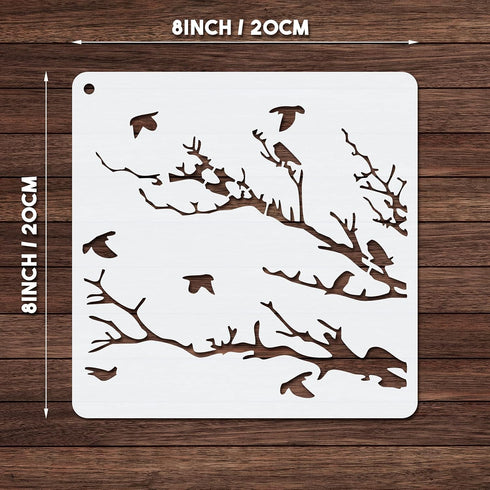8 Pieces Reusable Tree Stencils Aspen Trees Stencils Reversed Branches Stencils Painting Tree Template Plastic Drawing Stencils for Canvas Wood Wa...