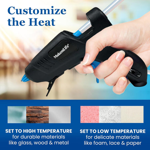 Dual Temp Glue Gun Kit with built-in stand, 30 Mini Glue Sticks With 3-In-1 Crafting Tool & Pointed Tip Finger Guard. Glue Sticks for Glue Gun. Ho...